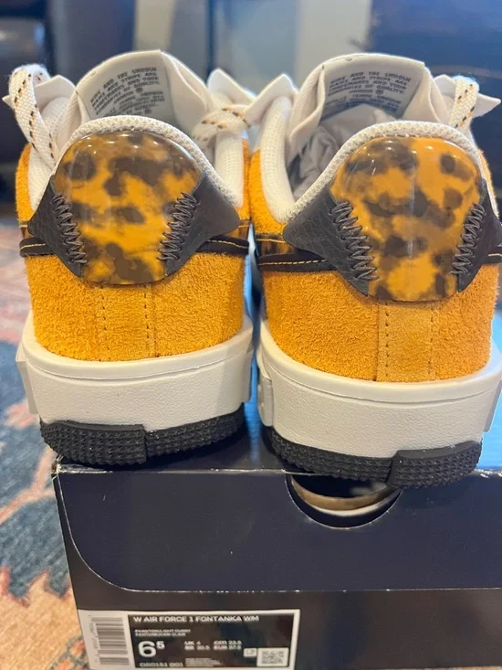 Nike Women’s Air Force 1 White & Leopard Accent Low-Top Sneakers - Picture 3 of 5